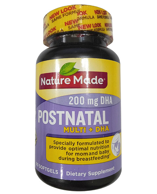 Viên uống Nature Made Postnatal Multi DHA Hỗ trợ cơ thể người mẹ phục hồi nhanh hơn sau sinh, bổ sung các chất thiếu hụt sau quá trình sinh bé