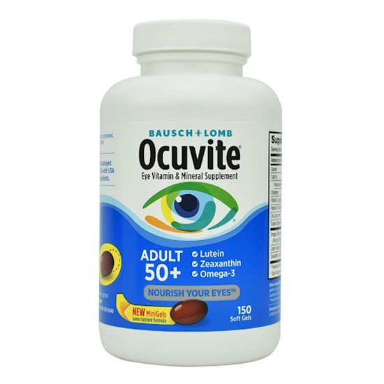 Viên uống bổ mắt Ocuvite Adult 50+ Bausch + Lomb giúp người già có đôi mắt sáng khỏe